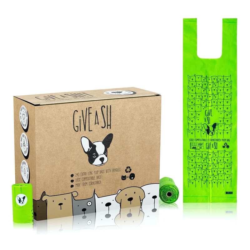 Sacs compostables pour chiens avec manches – 240 sacs (20 rouleaux) – compostage à domicile – G.A.S