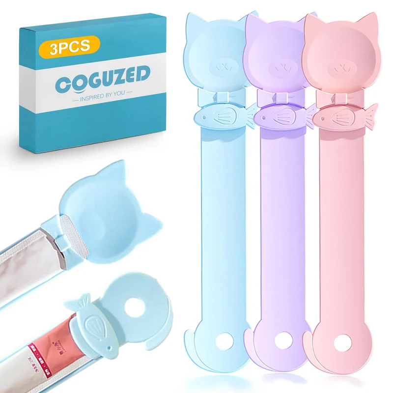 Ensemble triple CoguZed – Outil de distribution de friandises pour chats (Churu et aliments humides) – Plastique durable