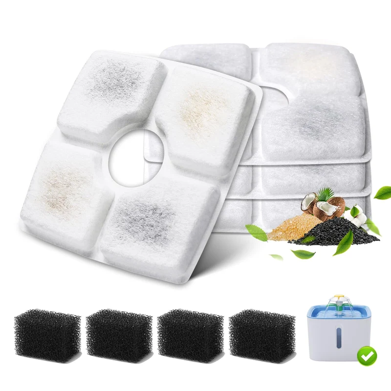 SgurFin Pack 4 filtres + 4 éponges pré-filtre pour fontaine 84oz