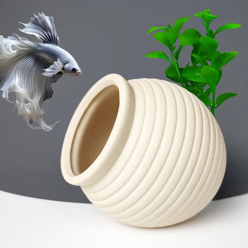 SpringSmart Rocher Déco Aquarium en Céramique – Cachette Betta, Pack 2 pièces