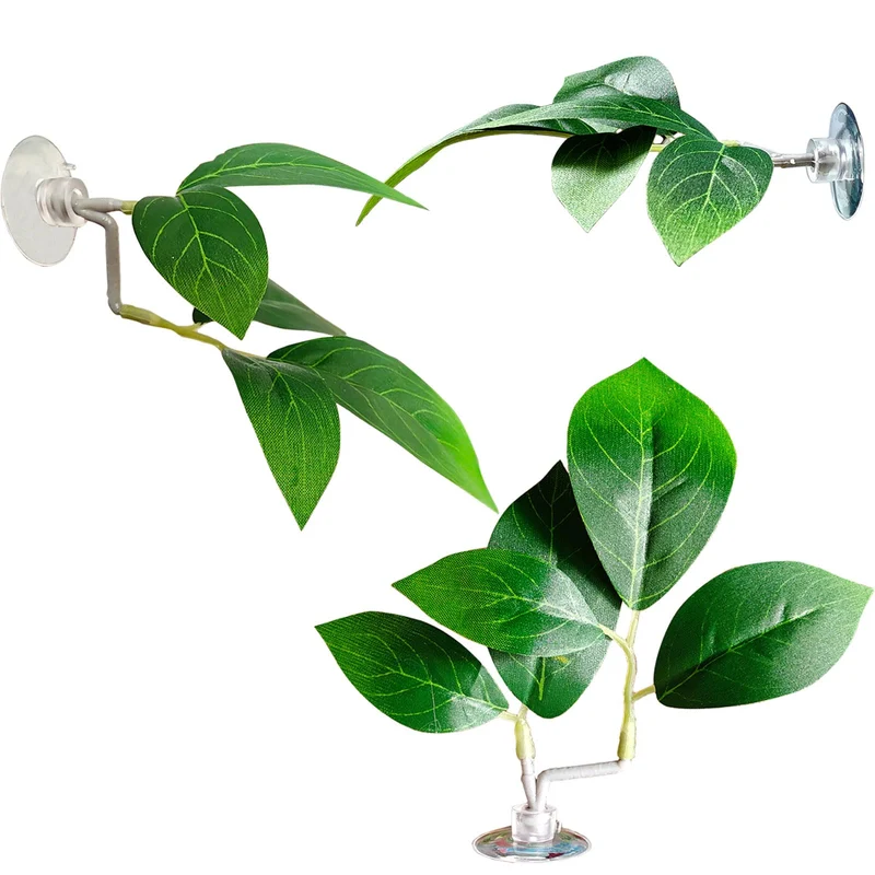 AncBace Plaque-Feuille Betta – Décor d’Aquarium Réaliste 3 Pièces avec Ventouses