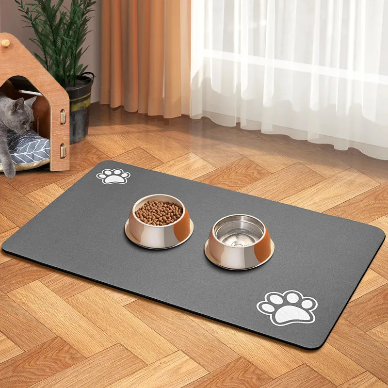 BLUE AYE Tapis Alimentaire Absorbant pour Animaux – Anti-Déversement, Sans Taches, Gris Foncé (30 x 48 cm)